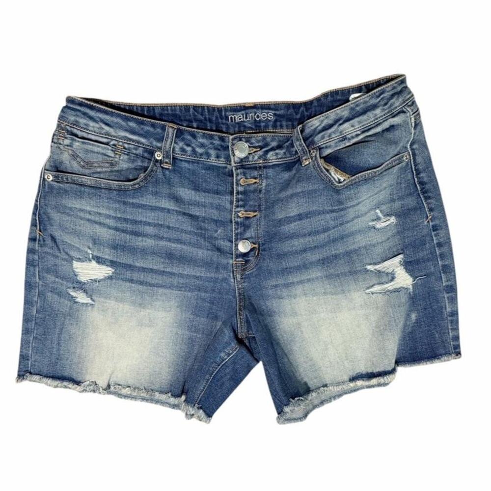 Maurices Womens Distressed Denim Jean Shorts Size 14 Blue